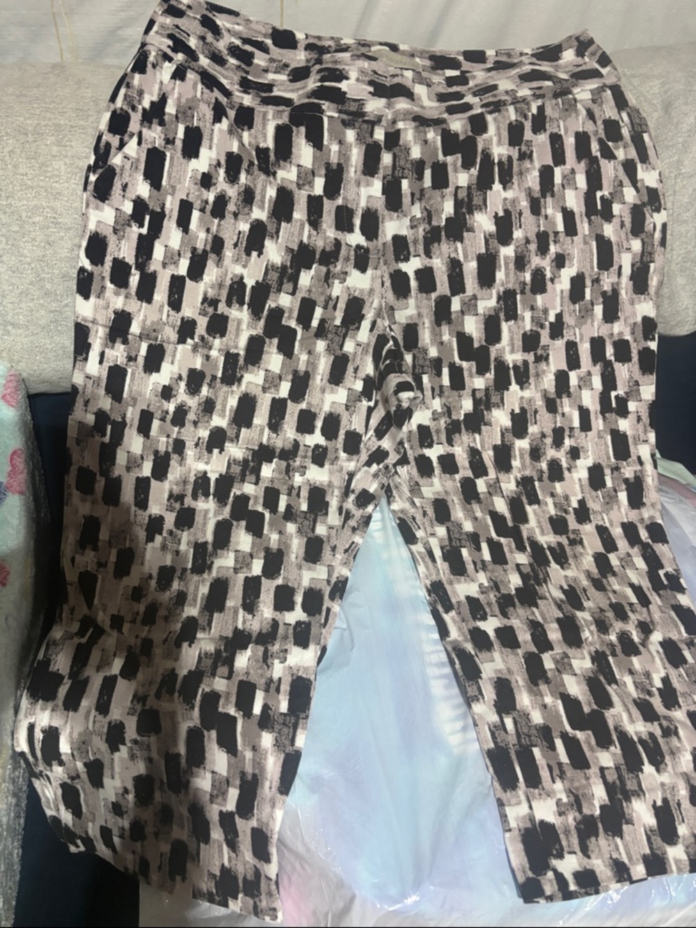 Laura Ashley Black and white Abstract Brushstroke Pants